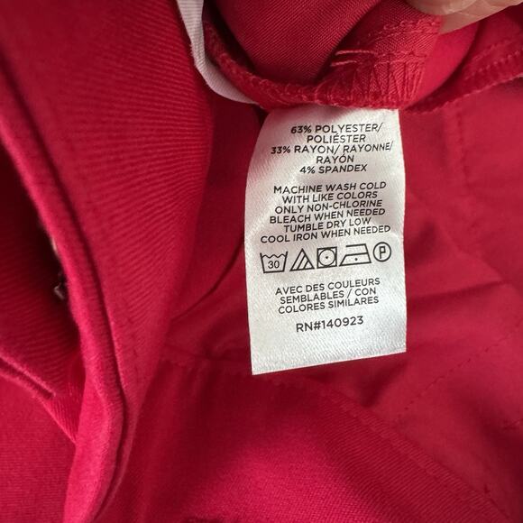 LOFT Devin Slim Pants Women's 8 Petite Red Tie Waist Straight Leg Stretch Cuffed - Picture 9 of 13